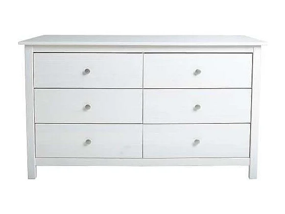 Cómoda 6 cajones modelo Bella acabado blanco, 130 cm(ancho) 80 cm(altura) 45 cm(fondo)