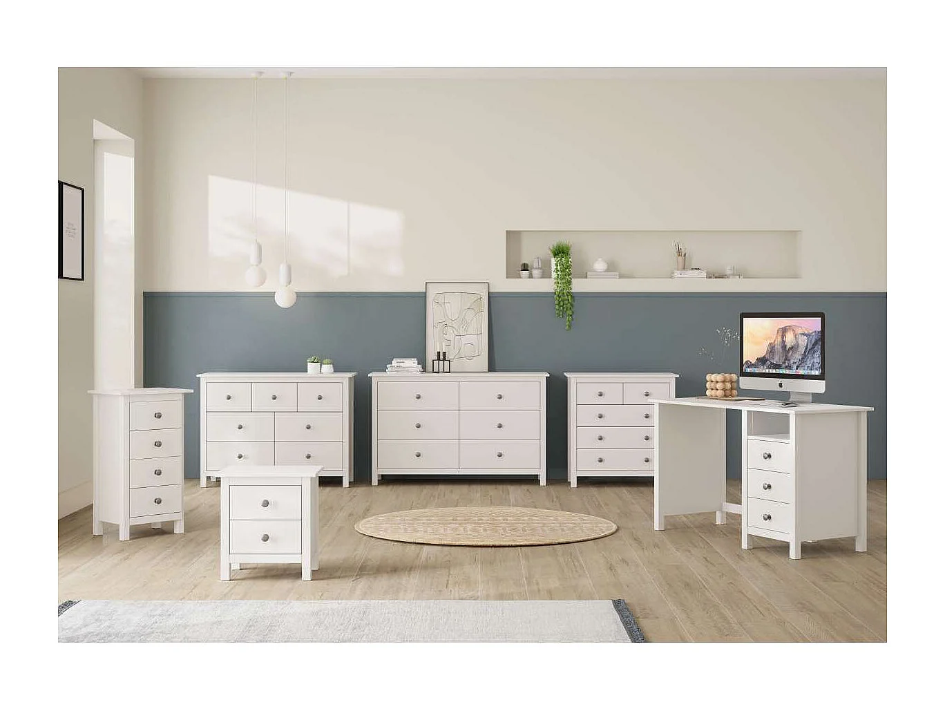 Cómoda 6 cajones modelo Bella acabado blanco, 130 cm(ancho) 80 cm(altura) 45 cm(fondo)