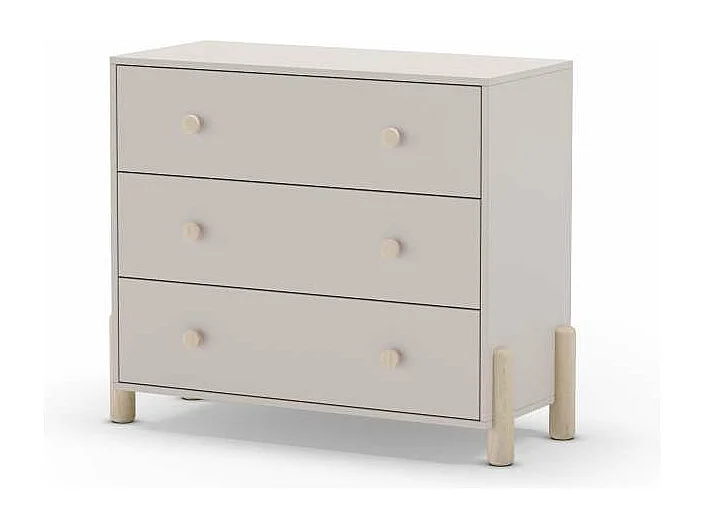 Cómoda 3 cajones Emma acabado blanco/cera blanco, 80cm(alto) 90cm(ancho) 40cm(largo)