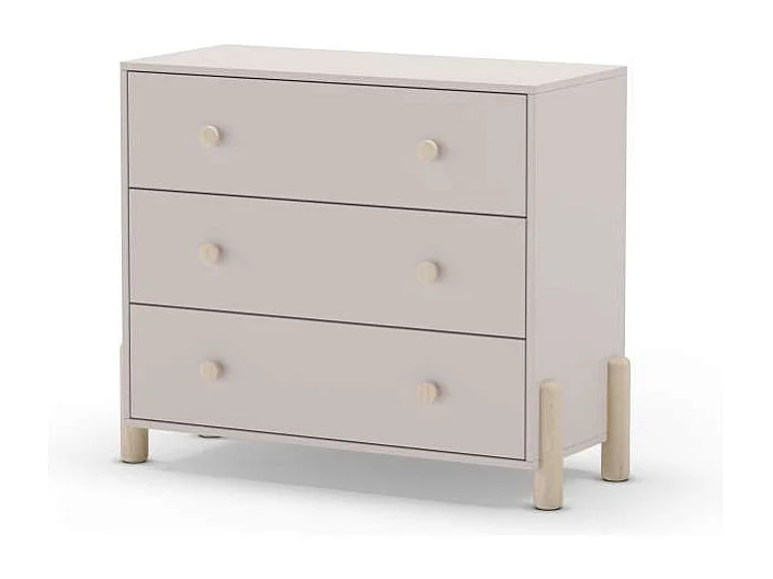 Cómoda 3 cajones Emma acabado blanco/cera blanco, 80cm(alto) 90cm(ancho) 40cm(largo)