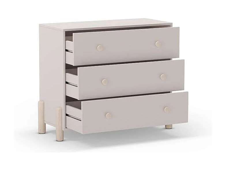 Cómoda 3 cajones Emma acabado blanco/cera blanco, 80cm(alto) 90cm(ancho) 40cm(largo)