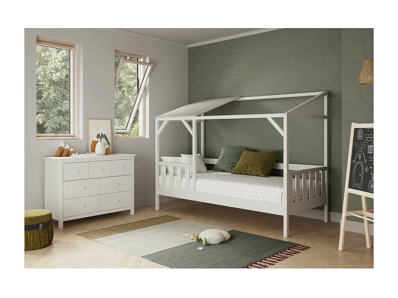 Cómoda 7 cajones Maxi acabado blanco, 80cm(alto) 110cm(ancho) 40cm(fondo)