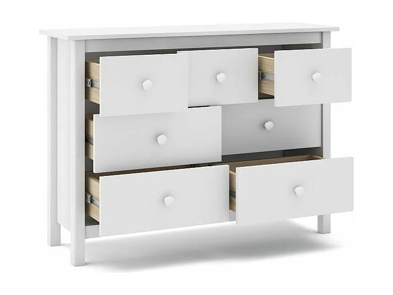 Cómoda 7 cajones Maxi acabado blanco, 80cm(alto) 110cm(ancho) 40cm(fondo)