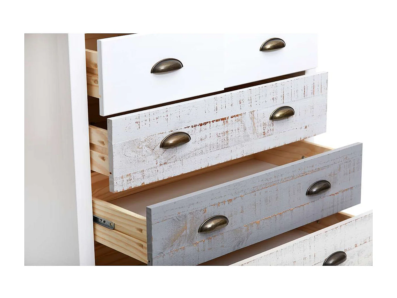 Cómoda modelo Amor 5 cajones acabado multicolor, 79 cm (Ancho) 40cm (Fondo) 80 cm (Alto