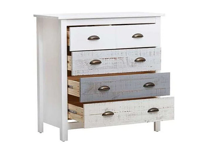 Cómoda modelo Amor 5 cajones acabado multicolor, 79 cm (Ancho) 40cm (Fondo) 80 cm (Alto