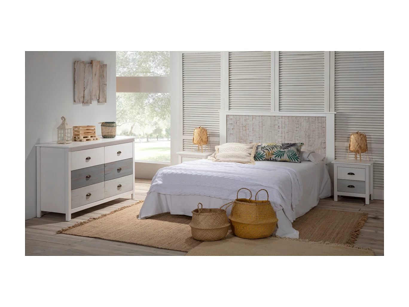 Cómoda modelo Amor 5 cajones acabado multicolor, 79 cm (Ancho) 40cm (Fondo) 80 cm (Alto