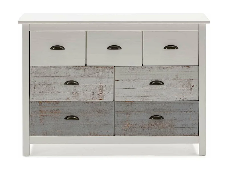 Cómoda modelo Amor 7 cajones acabado multicolor, 110cm(Ancho) 40cm(Fondo) 80cm(Alto