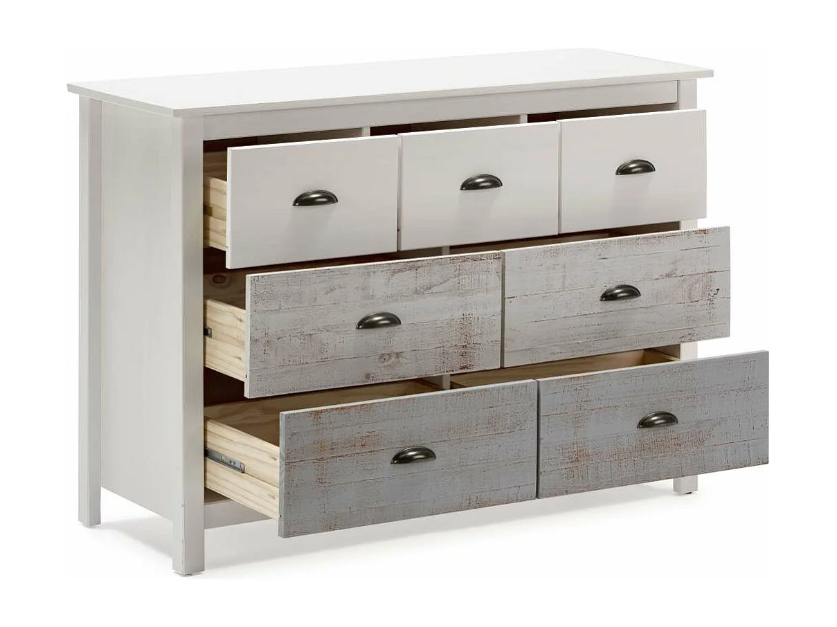 Cómoda modelo Amor 7 cajones acabado multicolor, 110cm(Ancho) 40cm(Fondo) 80cm(Alto