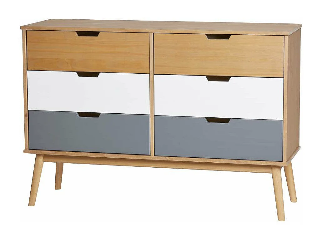 Cómoda modelo Cupido 6 cajones acabado a la cera, 100 x 40 x 82  (largo x ancho x alto)