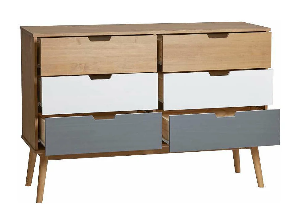 Cómoda modelo Cupido 6 cajones acabado a la cera, 100 x 40 x 82  (largo x ancho x alto)