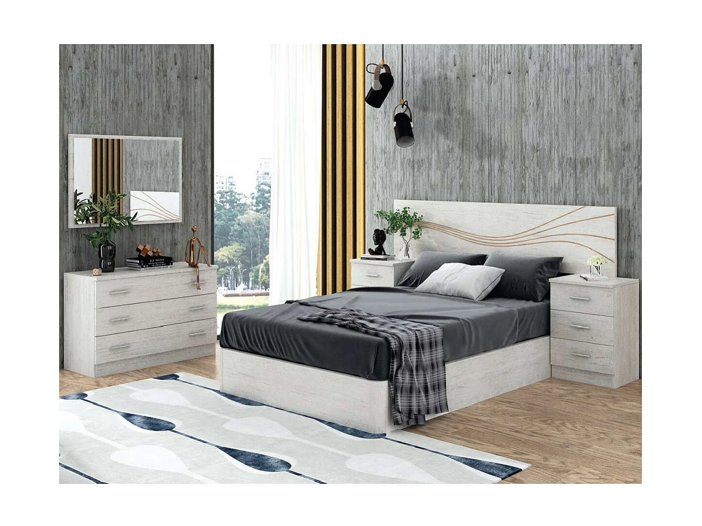 Cómoda Kansas con 3 cajones acabado artico. 66cm(alto) 95cm(ancho) 40cm(fondo)