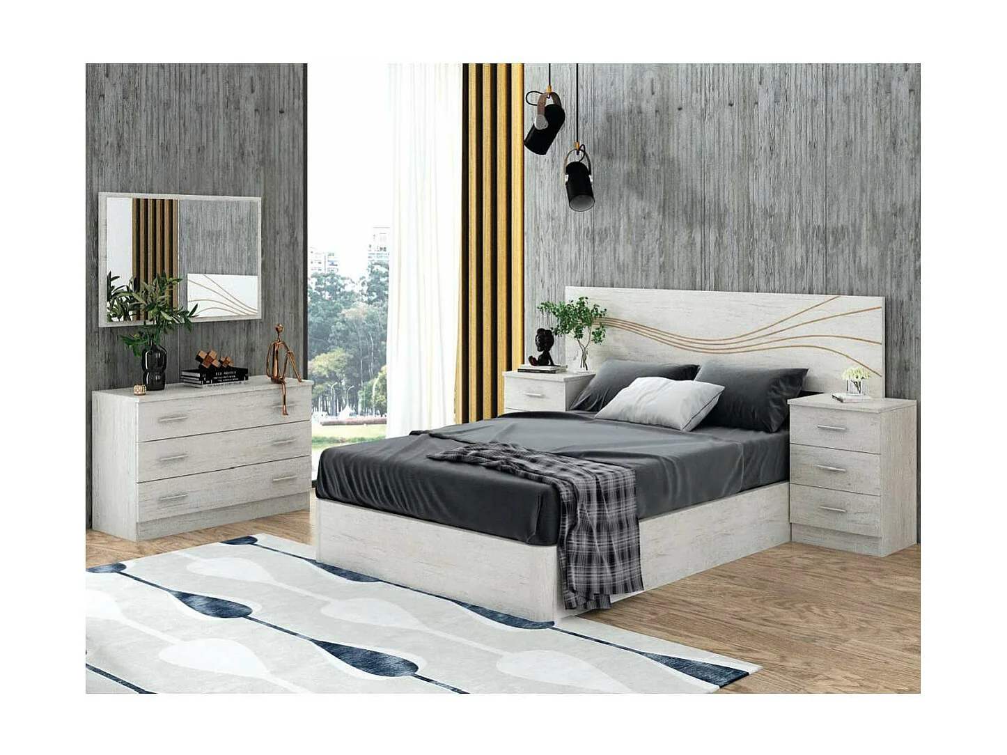 Cómoda Kansas con 3 cajones acabado artico. 66cm(alto) 95cm(ancho) 40cm(fondo)