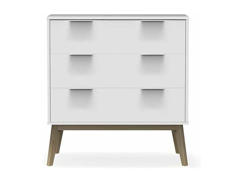 Cómoda 3 cajones Campos acabado blanco/blanco cera, 83cm(alto) 80cm(ancho) 40cm(largo)