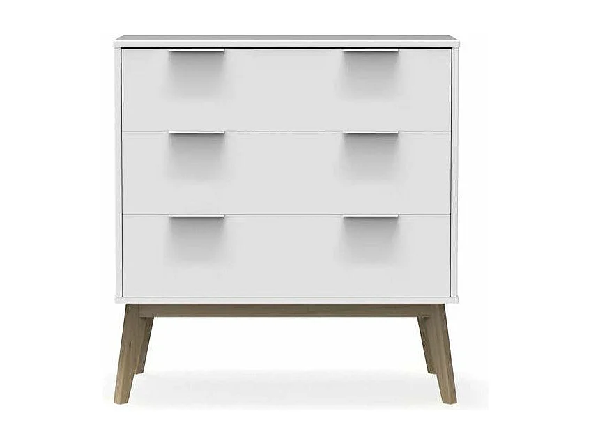 Cómoda 3 cajones Campos acabado blanco/blanco cera, 83cm(alto) 80cm(ancho) 40cm(largo)