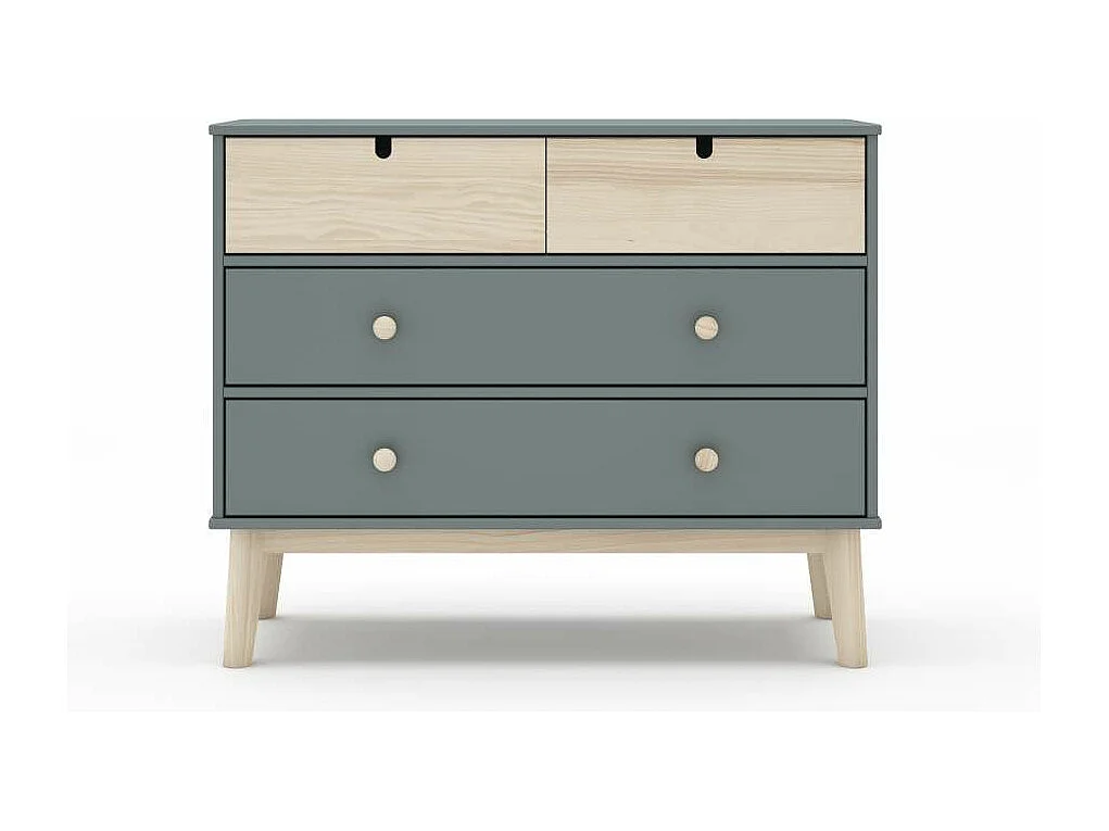 Cómoda 4 cajones modelo Estela acabado verde kaki/cera blanca, 81cm(alto) 100cm(ancho) 40
