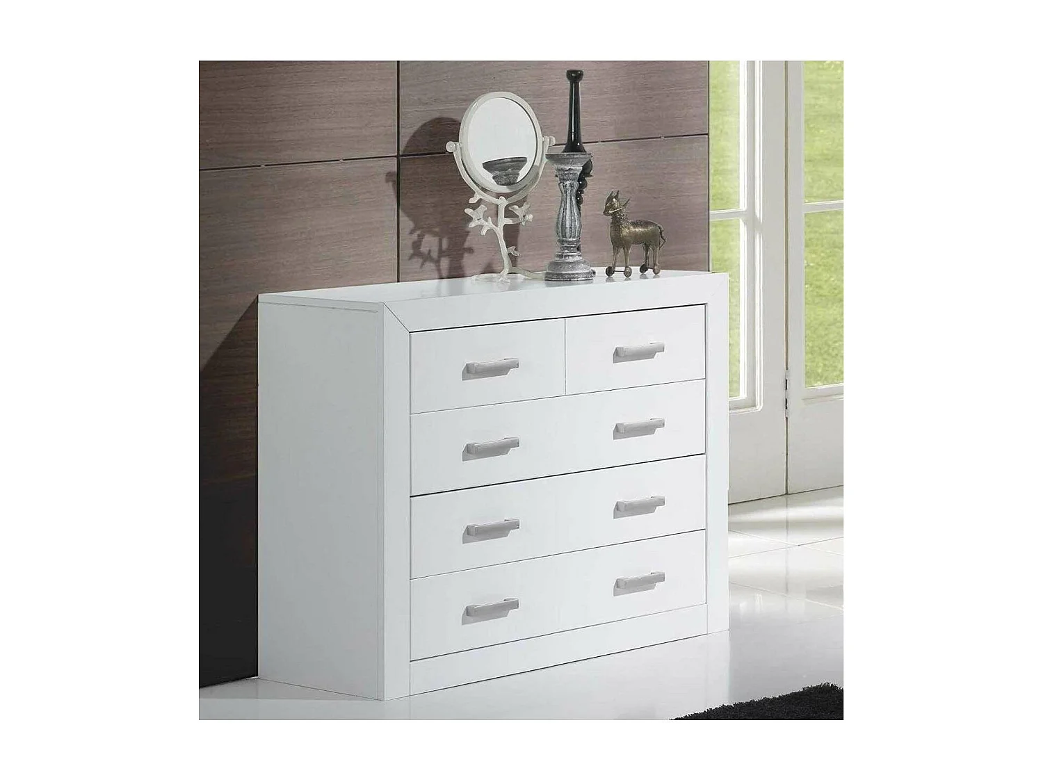 Comoda 4 Cajones Dormitorio Juvenil o Matrimonio en acabado blanco 80 cm(alto)95 cm(ancho)