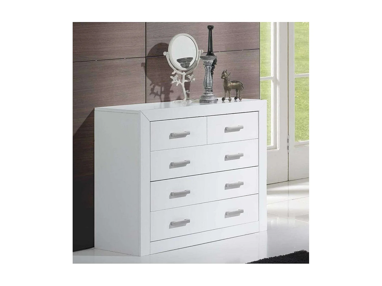 Comoda 4 Cajones Dormitorio Juvenil o Matrimonio en acabado blanco 80 cm(alto)95 cm(ancho)