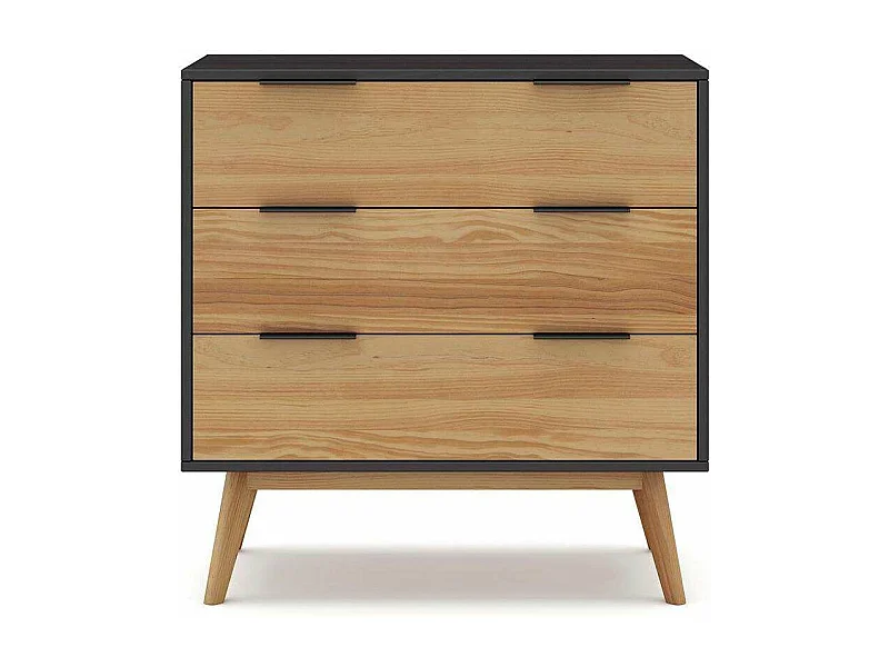 Cómoda para dormitorio modelo Julen 3 cajones acabado cera/bocamina, 108cm(ancho) 83cm(al