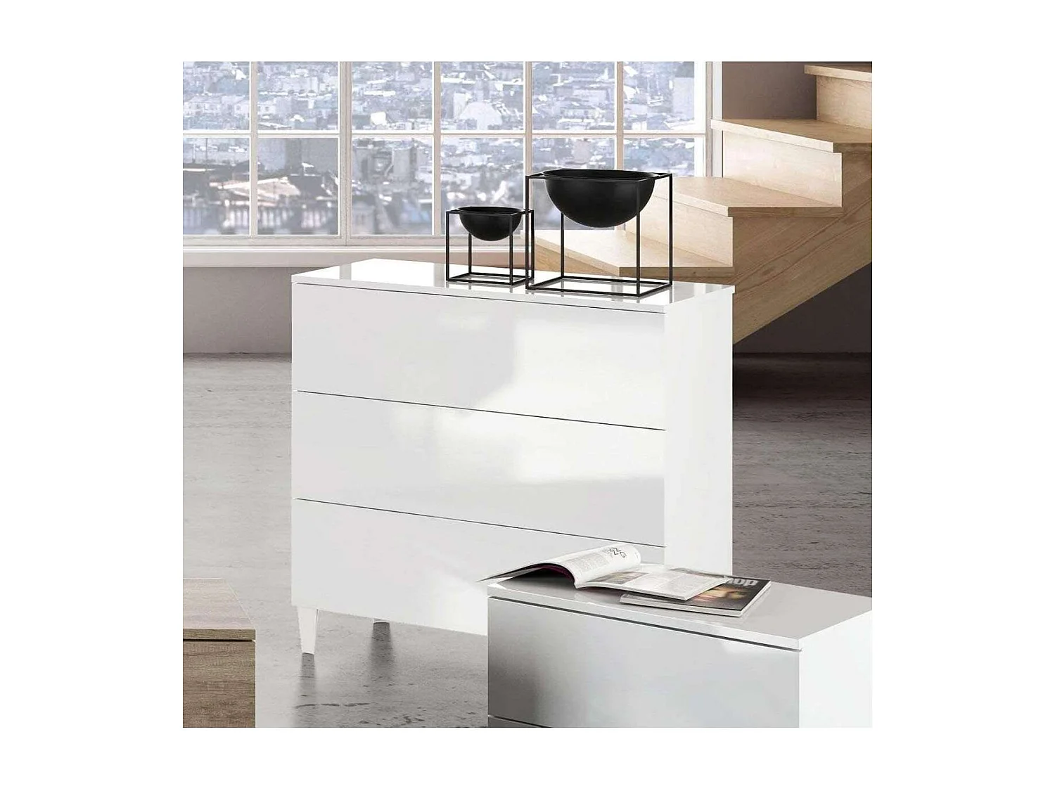 Comoda 3 Cajones Pekin en acabado blanco 76 cm(alto)80 cm(ancho)40 cm(largo)