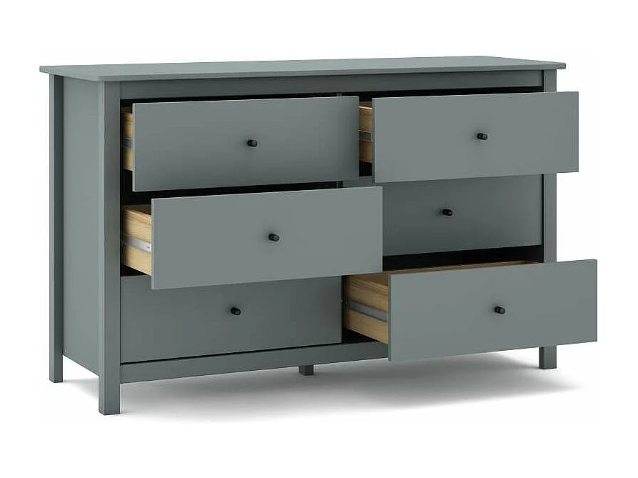Cómoda para dormitorio modelo Miguel 6 cajones acabado verde kaki, 130cm(ancho) 80cm(alto