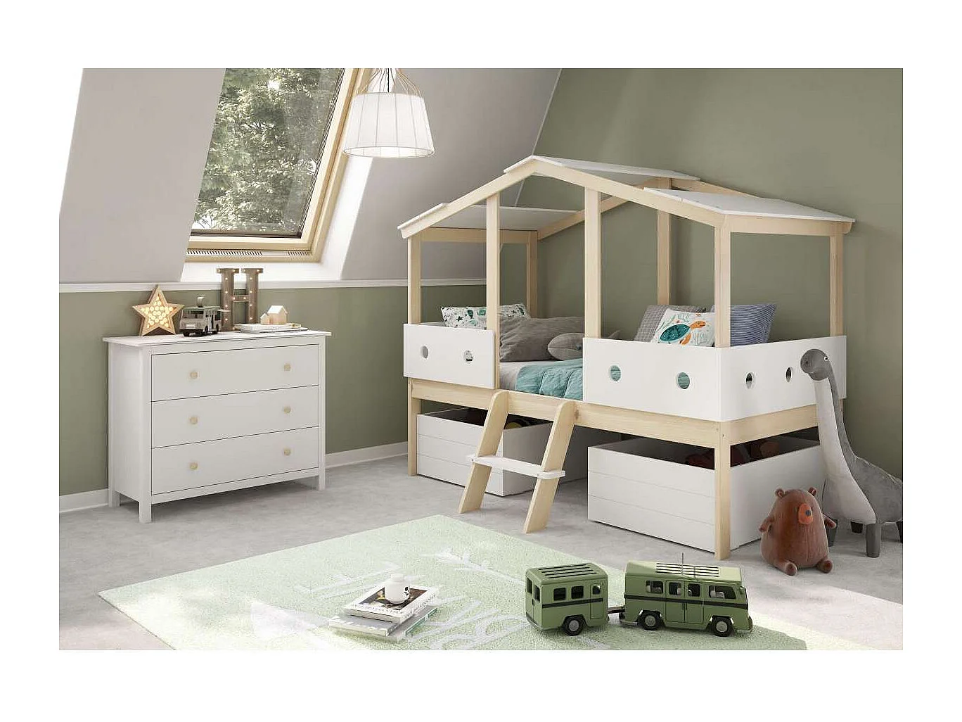 Cómoda 3 cajones Maxi acabado blanco, 80cm(alto) 100cm(ancho) 40cm(fondo)