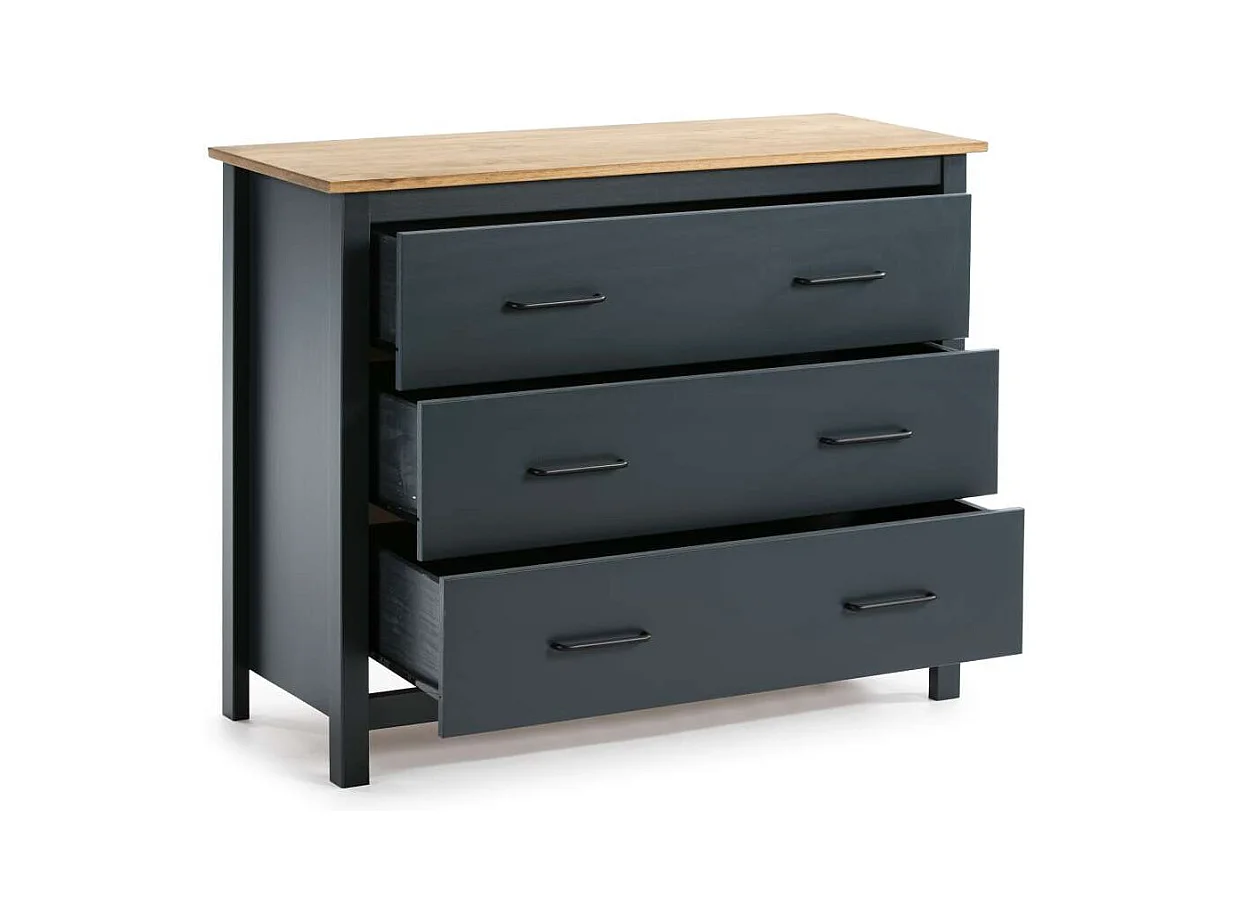 Cómoda 3 cajones Mariana acabado azul 80 cm(alto) 100 cm(ancho) 40 cm(largo)