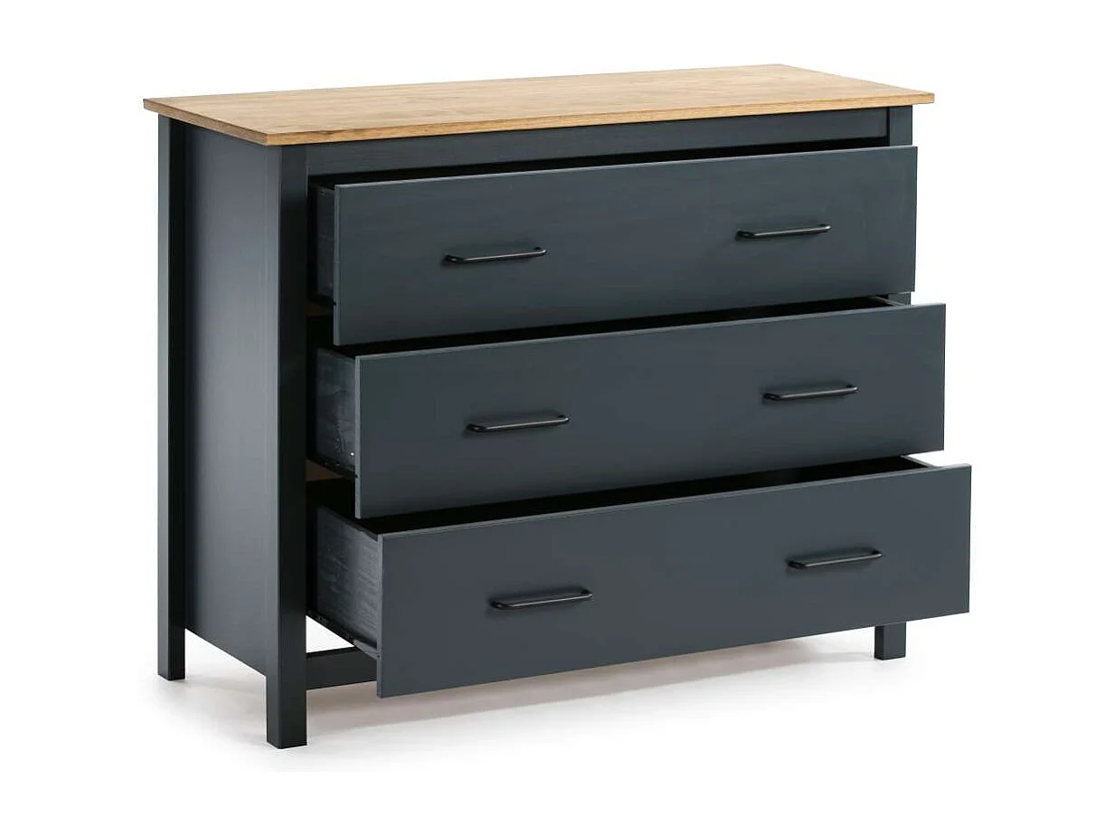 Cómoda 3 cajones Mariana acabado azul 80 cm(alto) 100 cm(ancho) 40 cm(largo)