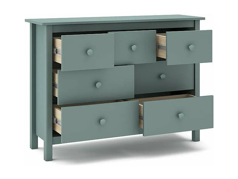 Cómoda 7 cajones Maxi acabado verde petróleo, 80cm(alto) 110cm(ancho) 40cm(fondo)