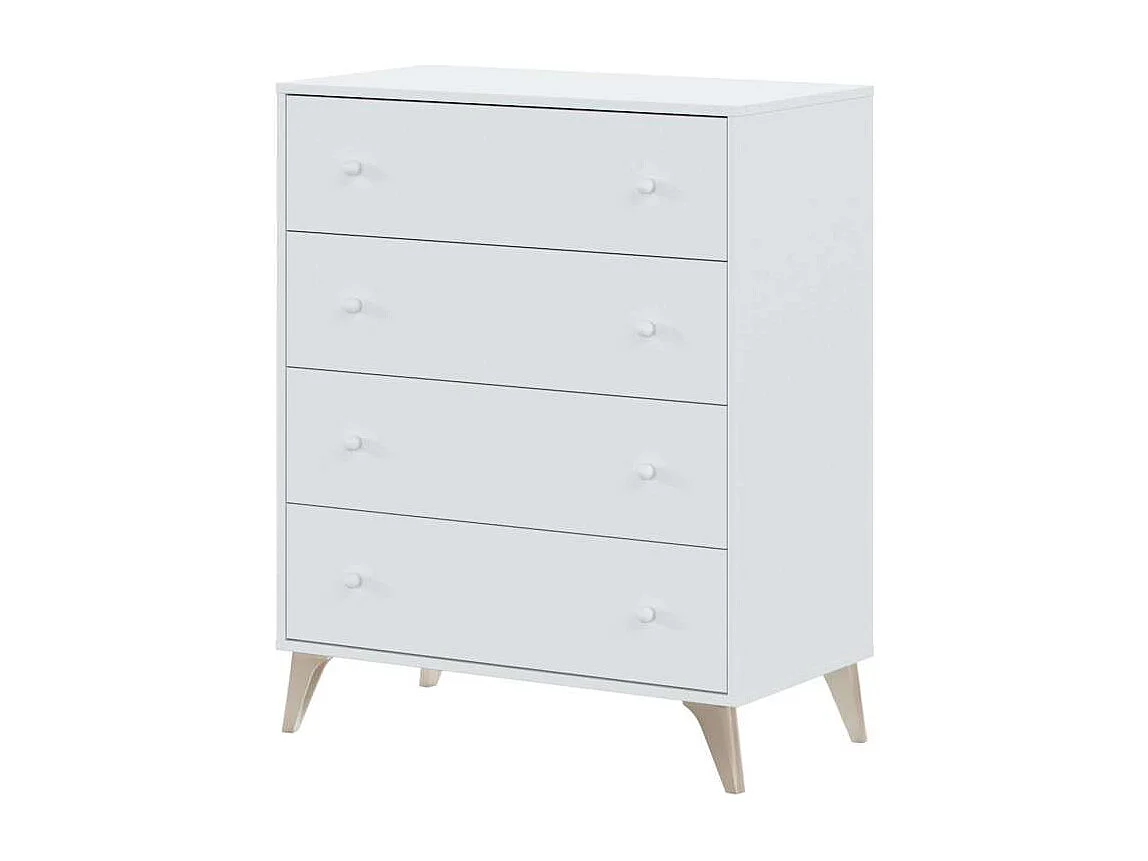 Comoda con 4 Cajones para Dormitorio Liss en Color Blanco Artik, 77,5 cm (Ancho) x 95 cm (