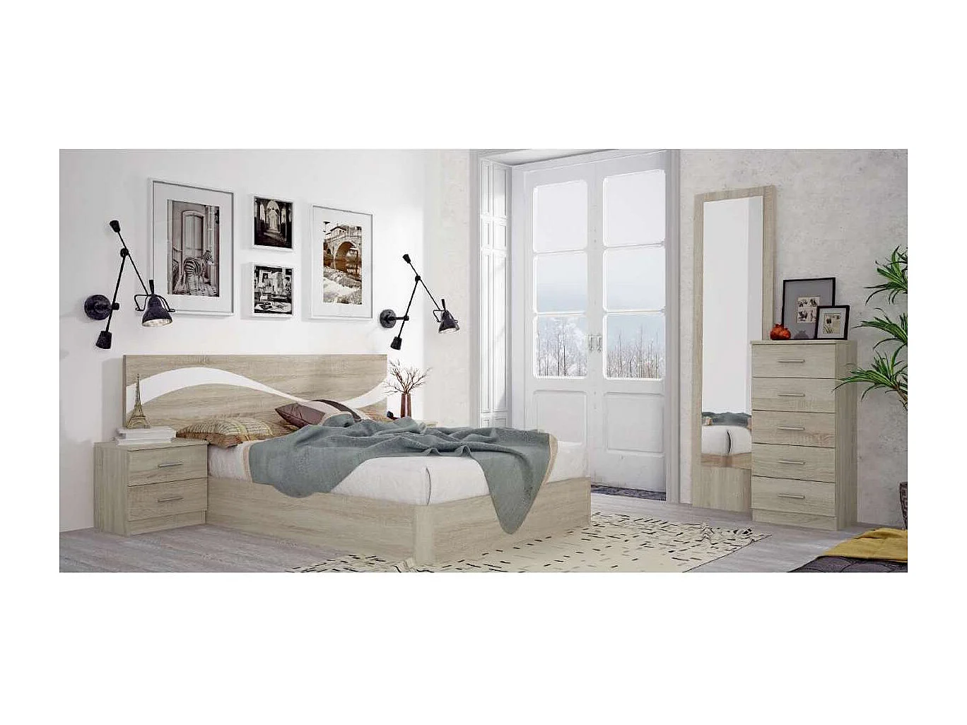 Sinfonier 5 cajones Oviedo acabado en cambrian, 46cm(Ancho) 33cm(Fondo) 108cm(Alto