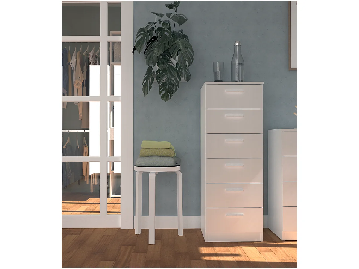 Sinfonier 6 cajones Tibet acabado blanco, 110 cm(alto)40 cm(ancho)40 cm(fondo)