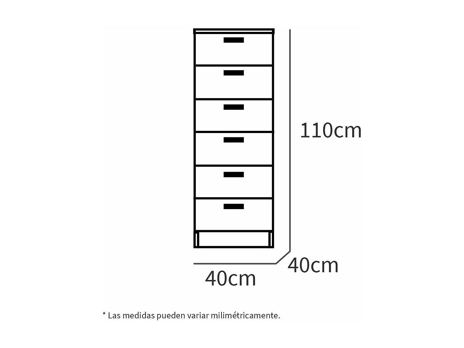 Sinfonier 6 cajones Tibet acabado blanco, 110 cm(alto)40 cm(ancho)40 cm(fondo)