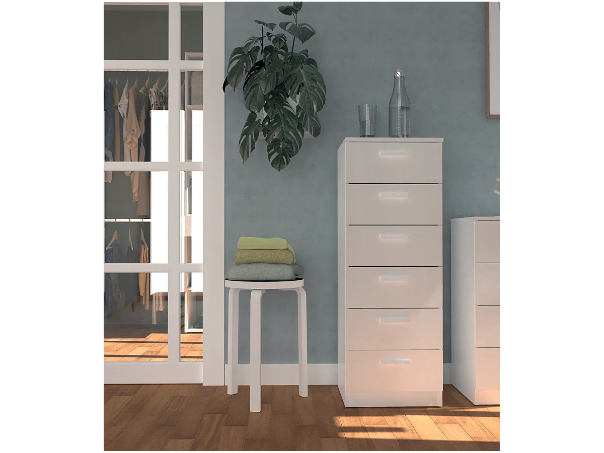 Sinfonier 6 cajones Tibet acabado blanco, 110 cm(alto)40 cm(ancho)40 cm(fondo)