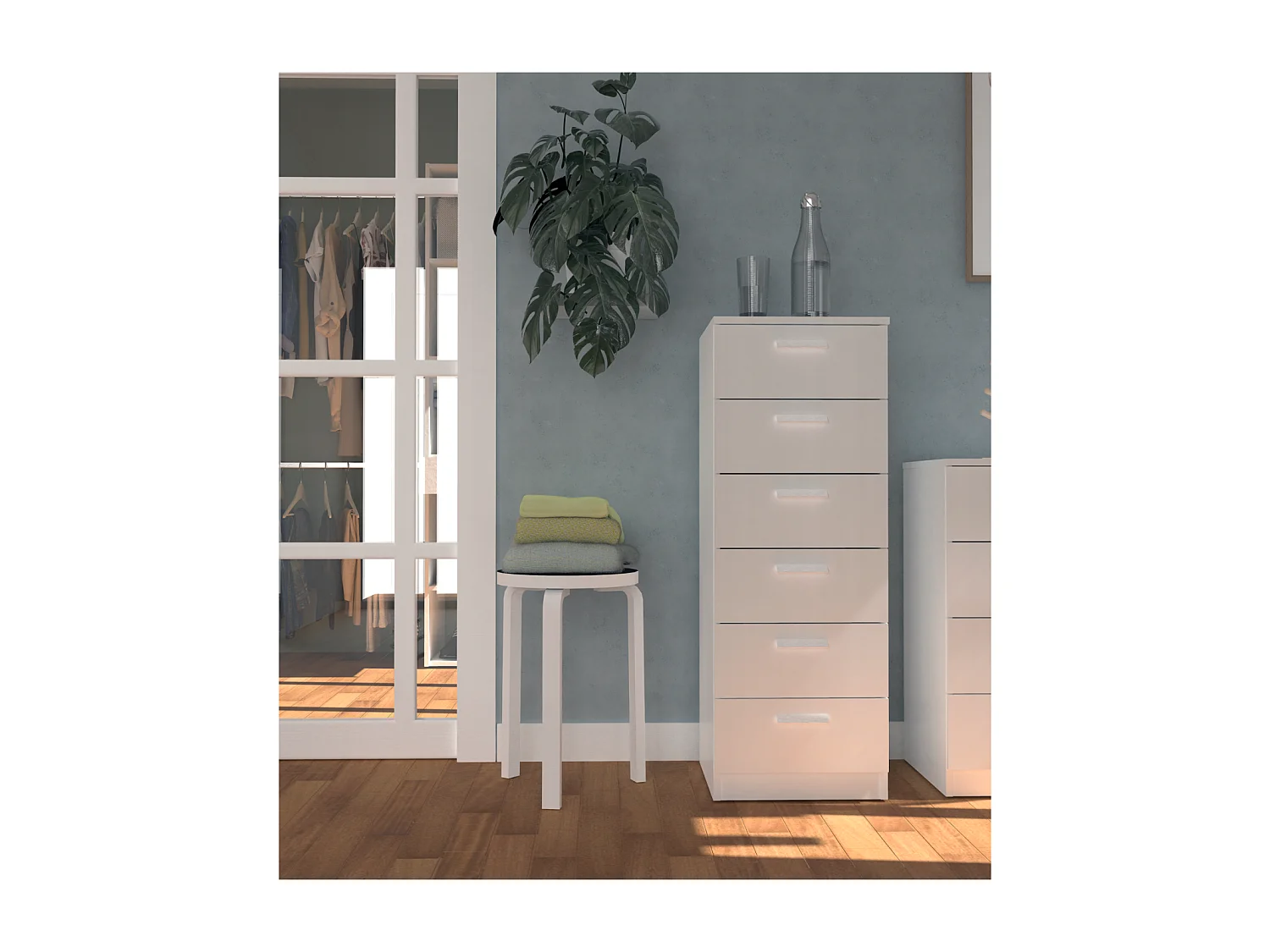 Sinfonier 6 cajones Tibet acabado blanco, 110 cm(alto)40 cm(ancho)40 cm(fondo)