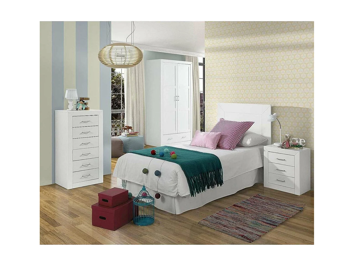 Chifonier 6 Cajones De Dormitorio acabado Lacado Blanco 102 cm(alto)50 cm(ancho)40 cm(fond