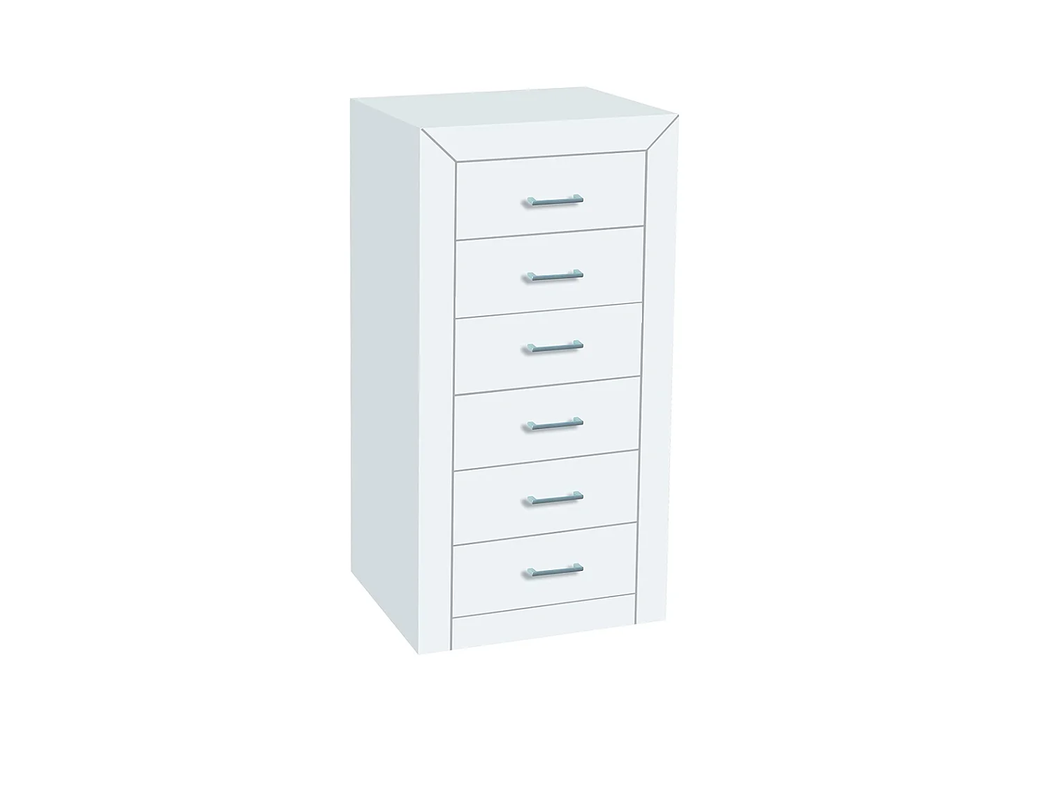 Chifonier 6 Cajones De Dormitorio acabado Lacado Blanco 102 cm(alto)50 cm(ancho)40 cm(fond