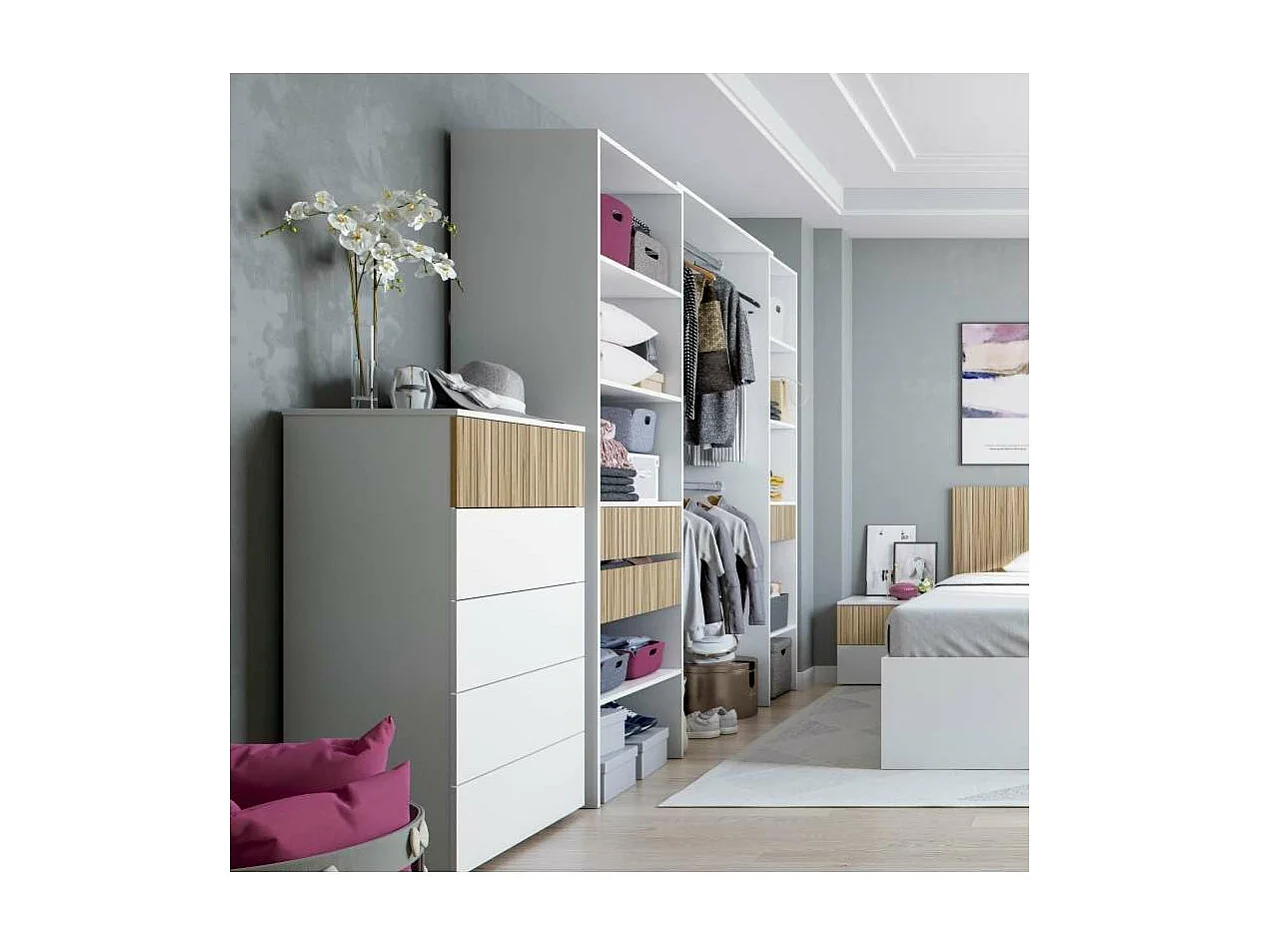 Sinfonier 5 cajones Modelo Tempo en blanco/natur. 109 cm (alto), 61 cm (ancho), 40 cm (fon