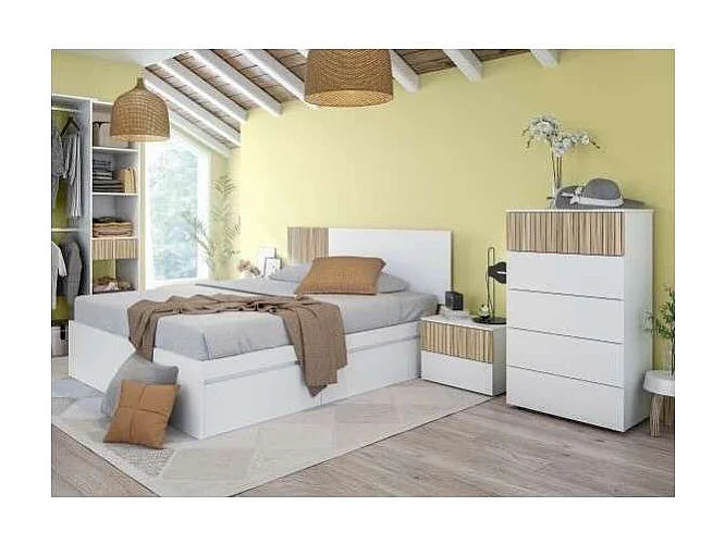 Sinfonier 5 cajones Modelo Tempo en blanco/natur. 109 cm (alto), 61 cm (ancho), 40 cm (fon