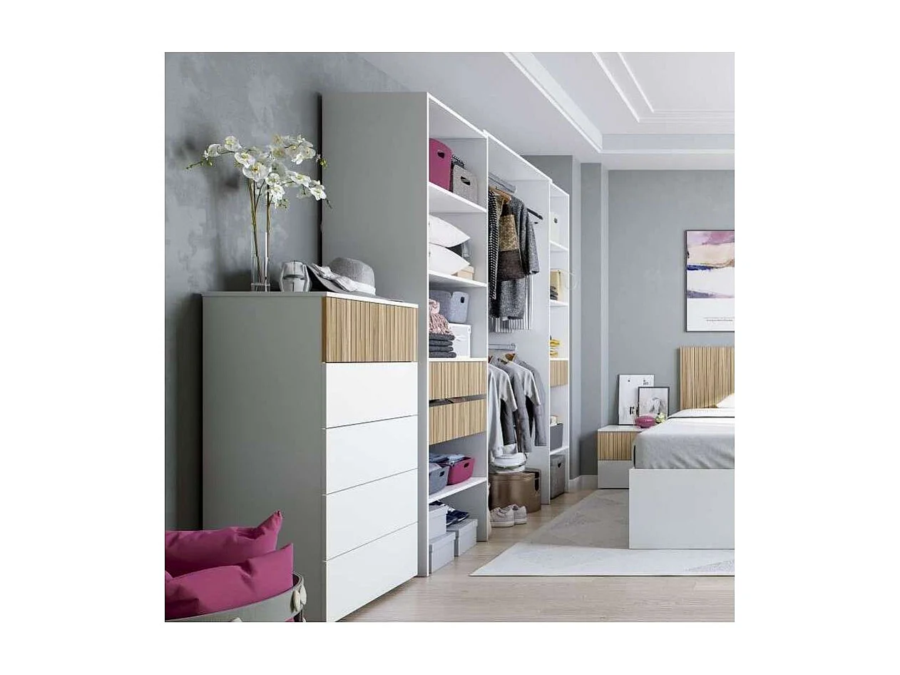 Sinfonier 5 cajones Modelo Tempo en blanco/natur. 109 cm (alto), 61 cm (ancho), 40 cm (fon