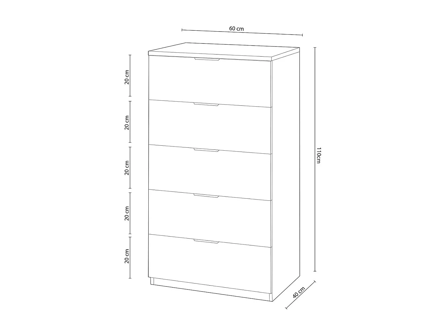 Sinfonier 5 cajones Modelo Maya en roble canadian y blanco artik 110 cm(alto)60 cm(ancho)4