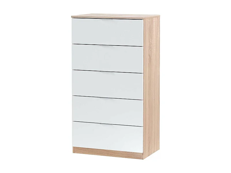 Sinfonier 5 cajones Modelo Maya en roble canadian y blanco artik 110 cm(alto)60 cm(ancho)4