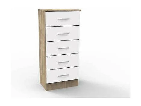 Sinfonier 5 cajones Oviedo acabado en cambrian-blanco, 46cm(Ancho) 33cm(Fondo) 108cm(Alto