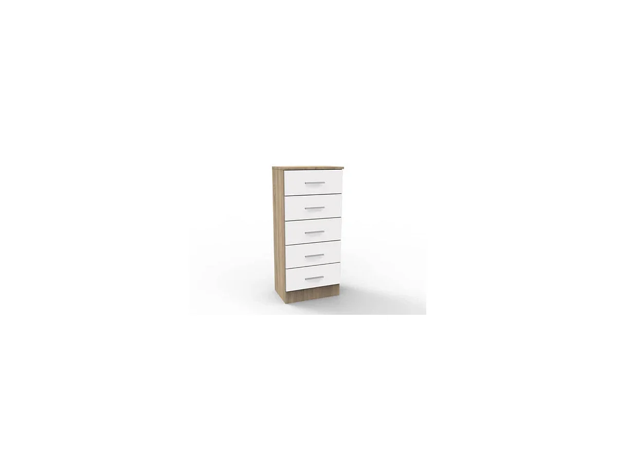 Sinfonier 5 cajones Oviedo acabado en cambrian-blanco, 46cm(Ancho) 33cm(Fondo) 108cm(Alto