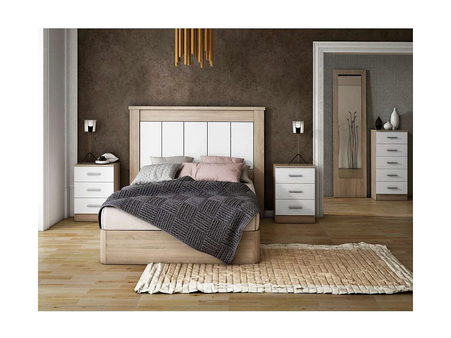 Sinfonier 5 cajones Oviedo acabado en cambrian-blanco, 46cm(Ancho) 33cm(Fondo) 108cm(Alto