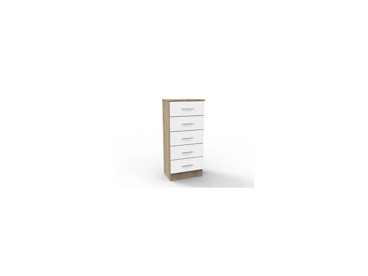 Sinfonier 5 cajones Oviedo acabado en cambrian-blanco, 46cm(Ancho) 33cm(Fondo) 108cm(Alto