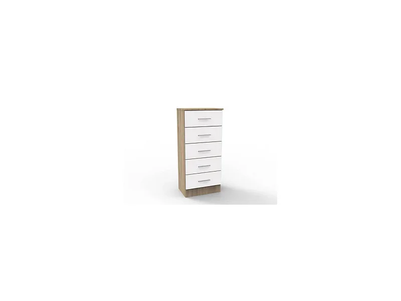 Sinfonier 5 cajones Oviedo acabado en cambrian-blanco, 46cm(Ancho) 33cm(Fondo) 108cm(Alto