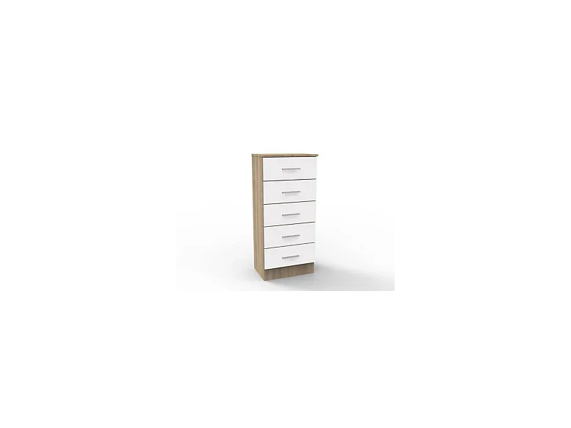 Sinfonier 5 cajones Oviedo acabado en cambrian-blanco, 46cm(Ancho) 33cm(Fondo) 108cm(Alto