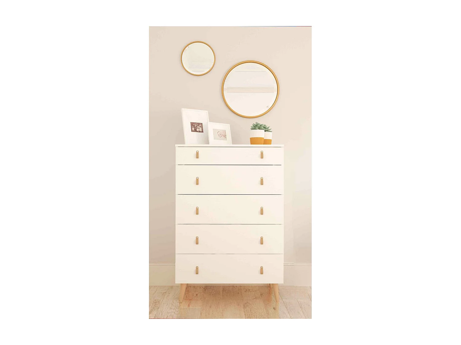 Sifonier Tokio con 5 Cajones en blanco. 119 cm(alto), 80 cm(ancho), 48 cm(fondo)