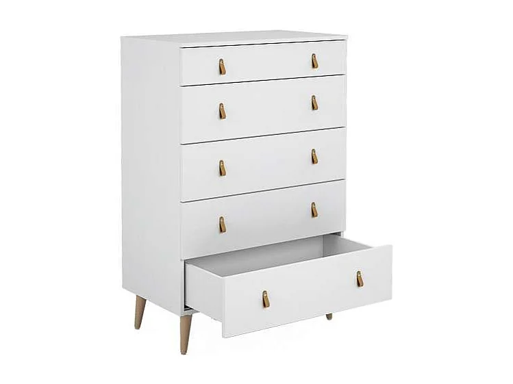 Sinfonier Tokio con 5 Cajones en blanco. 119 cm(alto), 80 cm(ancho), 48 cm(fondo)