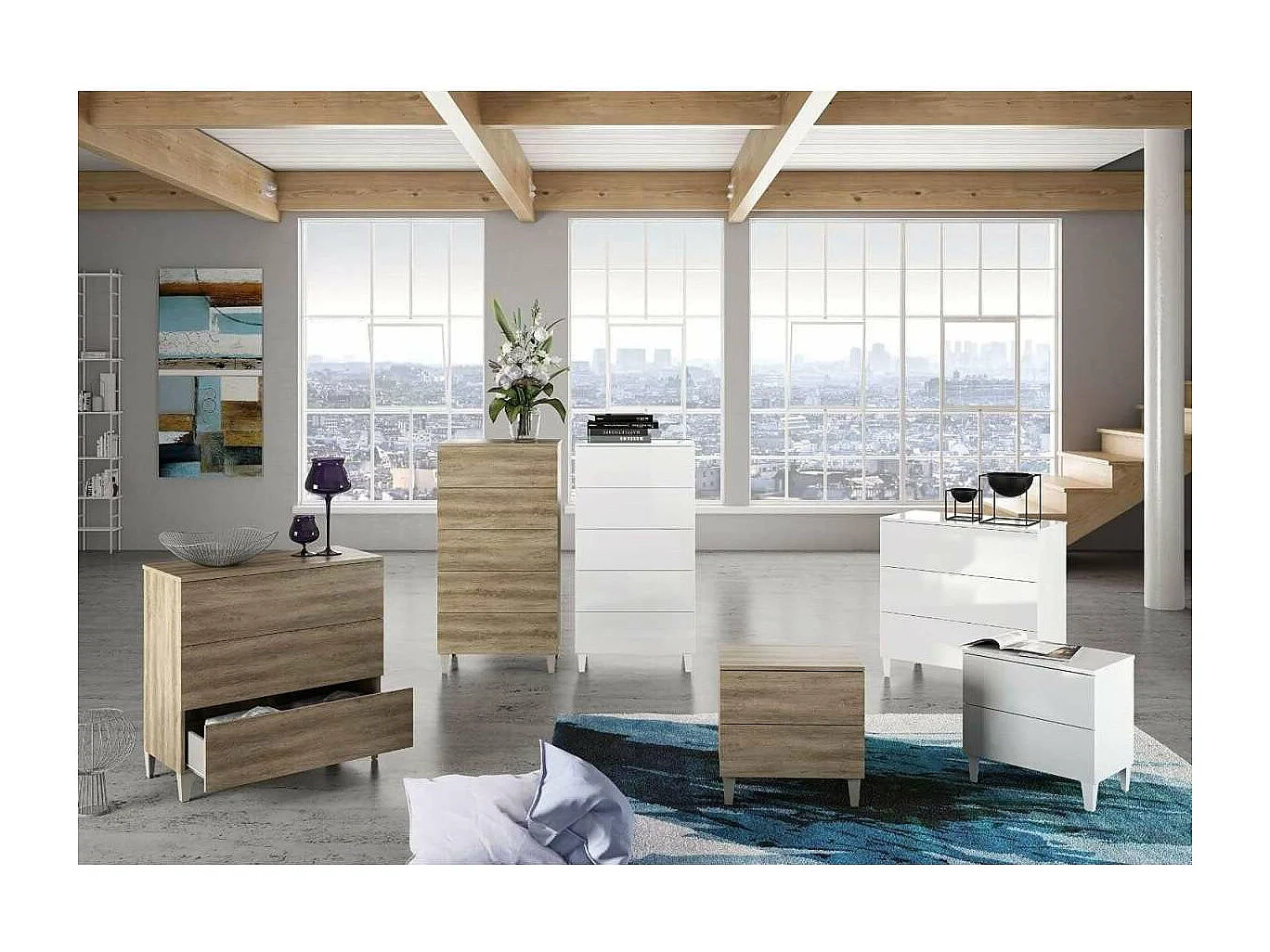 Sifonier 5 Cajones Pekin acabado blanco 117 cm(alto)61 cm(ancho)40 cm(fondo)